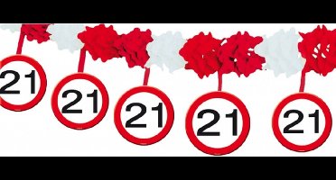 3x stuks verkeersborden verjaardag feest slingers 21 jaar van 4 meter - Feestartikelen/versiering