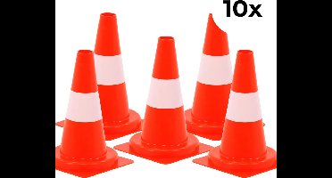 10-pack Verkeerskegel - Oranje wit - 30 cm - Soepel