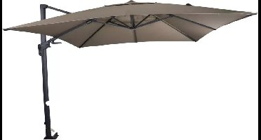 Grote Zweefparasol VirgoFlex Taupe 3x3m met verrijdbare 90kg voet