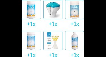 Zwembad Onderhoudsset - Startersset bevat Chloor - Chloordrijver - PH-min en PH-plus - Testrips - Algen - Zwembad Onderhoud Starterspakket - Chloortabletten - Ideaal voor Opzetzwembaden - Voor zwembaden van 2500 tot 25.000 liter (6-delig)