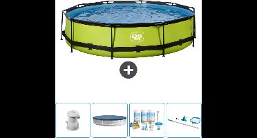 EXIT Rond Lime Frame Zwembad - 360 x 76 cm - Inclusief Pomp Afdekzeil - Onderhoudspakket - Schoonmaakset - Nu extra voordelig