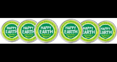 Happy Earth 100% Natuurlijke Deodorant Balm Bergamot - 6 x 45 gr - Voordeelverpakking