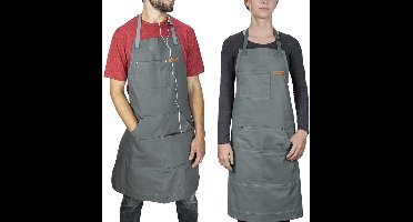 Waterdicht Schort met 2 Zakken - Verstelbare Nekband Schort voor Keuken - Donkergrijs