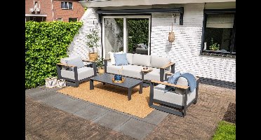 Levanto 5-persoons loungeset - aluminium -teaklook- Garden Impressions