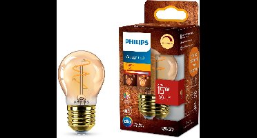 Philips Vintage LED - Dimbare lamp - 15W - Extra warmwit licht: 1800K - E27 fitting - Amberkleurig glas - Kogellamp