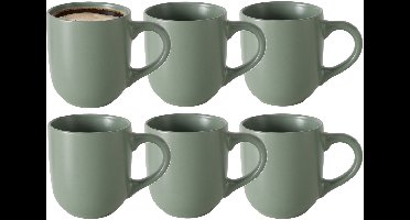 Boltze Koffiemokken Paris - 8x stuks - Keramiek - pastel groen - 300 ml - 8 x 10 cm
