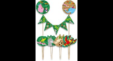 Cake decoratie jungle 9 stuks