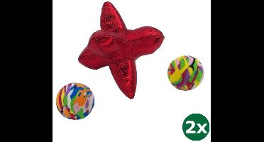 Kong cat active jacks stuiterbal multipack met catnip rood 2x 10,5x8x7 cm