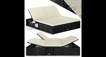Casaria Ligbed - Tweepersoons Polyrattan 200x160cm Verstelbaar - Zwart