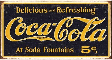 Coca-Cola Wandbord 'Delicious and Refreshing' - Metaal - 22 x 41 cm