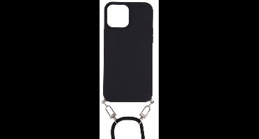 Eko, Hoesje Geschikt voor Apple iPhone 12 / 12 Pro met nylon koord en harsketting, Zwart