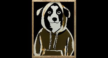 Canvas Schilderij Leuke Hond In Sweatshirt Zonder Frame Premium Canvas 50X70 Cm
