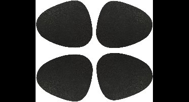 Unique Living placemats Floris lederlook - 4x - 39 x 30 cm - zwart - PU leather - tafel onderleggers
