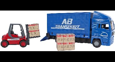 Kids Globe Man Vrachtwagen met Vorkheftruck. 17cm