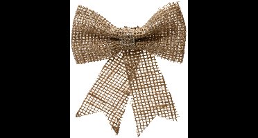 Decoris Kersthanger - strik - naturel - jute - glitters - 24 cm