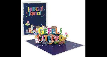 Pop up wenskaart - pop out wenskaart - felicitatie - verjaardag - verjaardagstaart - poezen - jij bent jarig - wenskaart - gefeliciteerd