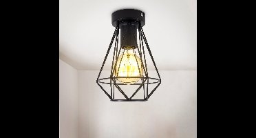 Plafondlamp Industrieel zwart | Incl. dimbare E27 lamp | Arthur