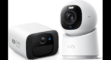 eufy Security Indoor camera E30 – Indoor Cam - 4K UHD + eufy Security SoloCam C210, outdoor– Pan & Tilt – AI Mens- en Huisdierdetectie – Kleurennachtzicht – Compatibel met Apple HomeKit – Tweewegcommunicatie – Lokale Opslag –