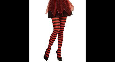 Panty rood zwart gestreept dames