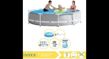 Intex Prism Frame Zwembad - Opzetzwembad - 305x76 cm - Inclusief Solarzeil, Onderhoudspakket, Zwembadpomp, Filter en Stofzuiger