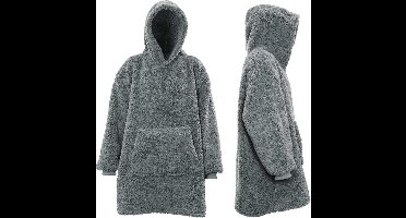 Unique Living Oversized Teddy Fleece Hoodie Dark Grey