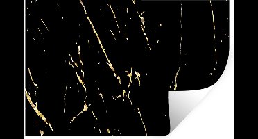 Muurstickers - Sticker Folie - Marmer - Zwart - Goud - Luxe - 30x20 cm - Plakfolie - Muurstickers Kinderkamer - Zelfklevend Behang - Zelfklevend behangpapier - Stickerfolie
