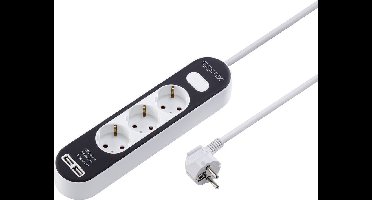 Sygonix SY-4538534 Stekkerdoos met schakelaar 3-voudig Wit, Zwart Randaarde stekker 1 stuk(s)