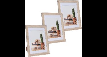 3x stuks kunststof fotolijst met hout look geschikt voor een foto van 15 x 20 cm