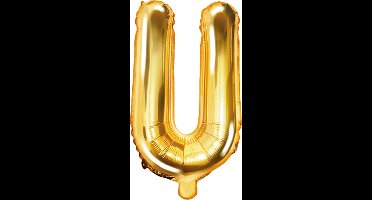Partydeco - Folieballon Goud Letter U (35 cm)