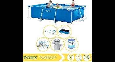 Intex Rectangular Frame Zwembad - Opzetzwembad - 300x200x75 cm - Inclusief Solarzeil Pro, Onderhoudspakket, Zwembadpomp, Filter en Onderhoudsset