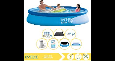 Intex Easy Set Zwembad - Opblaaszwembad - 366x76 cm - Inclusief Solarzeil Pro, Onderhoudspakket, Filter, Grondzeil, Onderhoudsset en Solar Mat