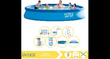 Intex Easy Set Zwembad - Opblaaszwembad - 457x107 cm - Inclusief Onderhoudspakket, Filter en Skimmer