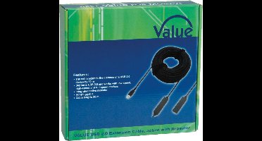 VALUE USB 2.0 verlengkabel actief, zwart, 30 m