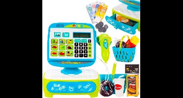 Ilso Speelgoed Kassa met Scanner en mandje - Speelgoed Kinderen – Winkeltje Spelen - LCD - Winkeltje Speelgoed Kinderen - Speelgoed Kassa - licht en geluid - inclusief batterijen