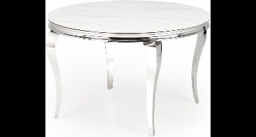Ronde eettafel Reginald 120 cm wit marmer met chrome