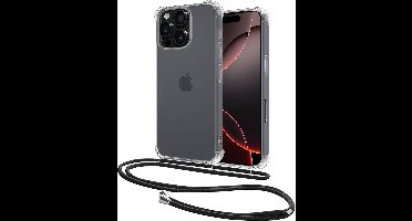 Hoesje - Geschikt voor Apple iPhone 16 Pro Max - Met Koord - Shock Proof - Siliconen Case - Back Cover - Telefoonkoord - Telefoon Hoes Shockproof - Telefoonketting - Transparant