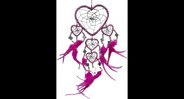 Dromenvanger hartje met spiegels - roze - 11 cm - Dreamcatcher
