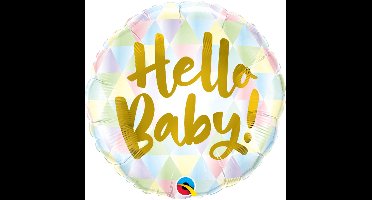 Folieballon 'Hello Baby!' Meerkleurige Driehoeken - 45cm