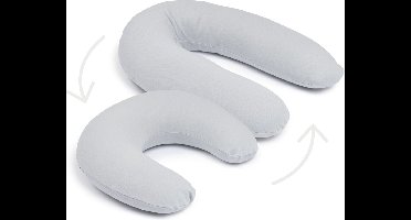 Doomoo Twisty - 2 in 1 Zwangerschapskussen - Voedingskussen - met superfijne en extra stille microkorrels - Bio katoen - Pearls Grey