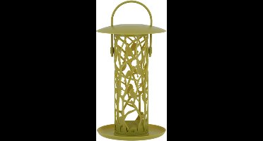 Vogel voedersilo met tray voor vetbollen groen kunststof 27 cm - Vogelvoederhuisje - Vogelvoer - Vogel voederstation