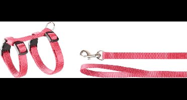 Flamingo Kittenharnas + Lijn Ziggi - Kattentuigje - Kersenrood 120cm 10mm