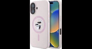 Karl Lagerfeld Backcase hoesje geschikt voor iPhone 16 Plus - Effen Roze - Silicone