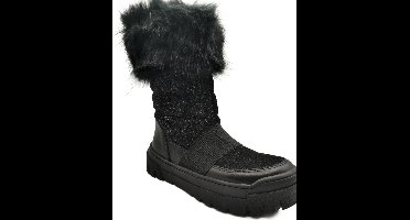 MadamPaola – Meisjes laarzen - Boots – Bontvoering – Suede - Zwart – Maat 32