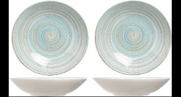 4x stuks rond diep borden Turbolino blauw 21 cm - Soepborden/pastaborden