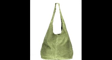 Leger Groene Suède Schoudertas Lili - Handtassen - Shoppers - Hobo Tas - Ruime Suède dames tassen - Leger Groen