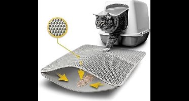 Kattenbakmat, mat voor kattentoilet, honingraatdesign onderlegger, waterdichte dubbele laag mat, strooicontrole, 61 x 38 x 1,3 cm