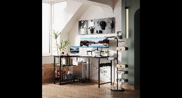 computerbureau - gamingtafel - computer thuisbureau met display stand (zwart, 120 x 80 x 75 cm)