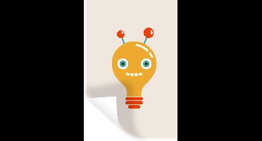 Muursticker kinderen - Kinderkamer decoratie - Robot - Gloeilamp - Gezicht - Antenne - Kinderen - 20x30 cm - Muursticker kinderkamer - Zelfklevend behangpapier - Stickerfolie