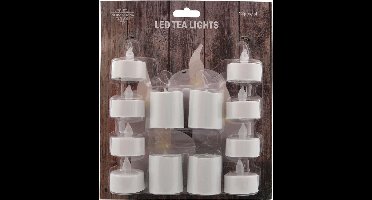 2x set van 12 stuks Led theelichtjes/waxinelichtjes in diverse maten - kunststof waxinekaarsjes/theekaarsjes
