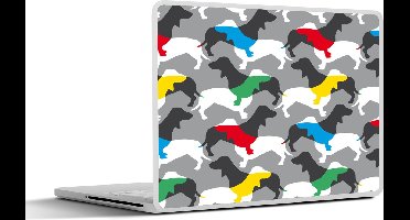 Laptop sticker - 11.6 inch - Honden - Teckel - Patronen - 30x21cm - Laptopstickers - Laptop skin - Cover